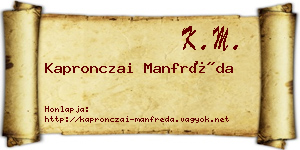 Kapronczai Manfréda névjegykártya